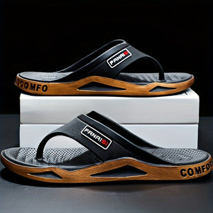 WalkKaro Men’s Letter-Print Lightweight Flip-Flops – Quick-Dry Open-Toe | Beach & Casual Outdoor