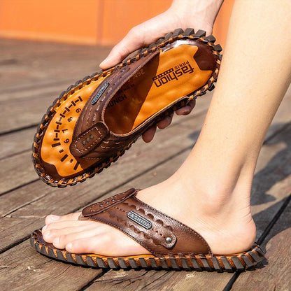 WalkKaro Men’s Handmade Thong Sandals 2025 – Lightweight & Breathable | Synthetic Upper + Rubber Sole | Outdoor & Beach Casual