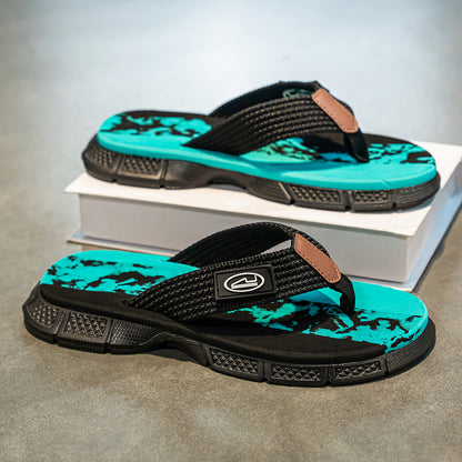 WalkKaro Men’s Slip-On Slides – Turquoise/Blue/Black | Indoor & Outdoor Casual