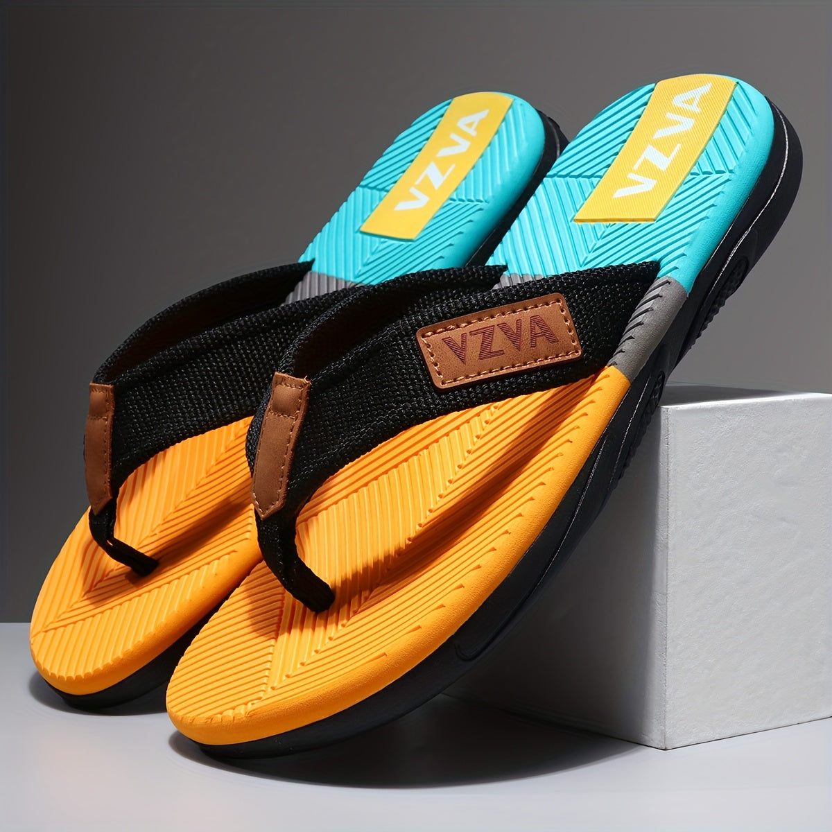 WalkKaro Men’s 2025 Summer Colour-Block Sandals – Cushioned EVA Insole | Non-Slip Sole | Beach & Vacation Style