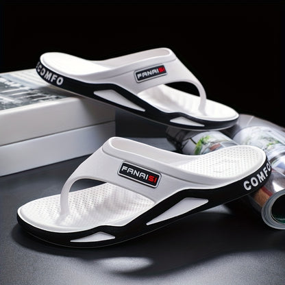 WalkKaro Men’s Letter-Print Lightweight Flip-Flops – Quick-Dry Open-Toe | Beach & Casual Outdoor