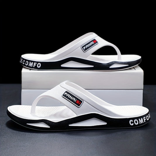 WalkKaro Men’s Letter-Print Lightweight Flip-Flops – Quick-Dry Open-Toe | Beach & Casual Outdoor