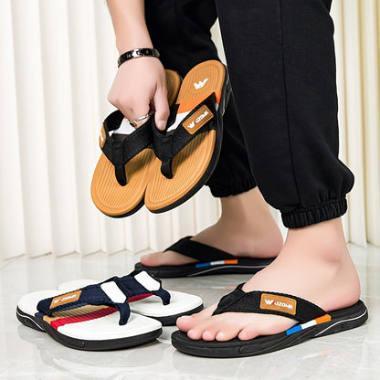 WalkKaro Men’s Platform Flip-Flops – Heavy-Duty Rubber, Arch-Cushioned Insole | Black / Red / Beige