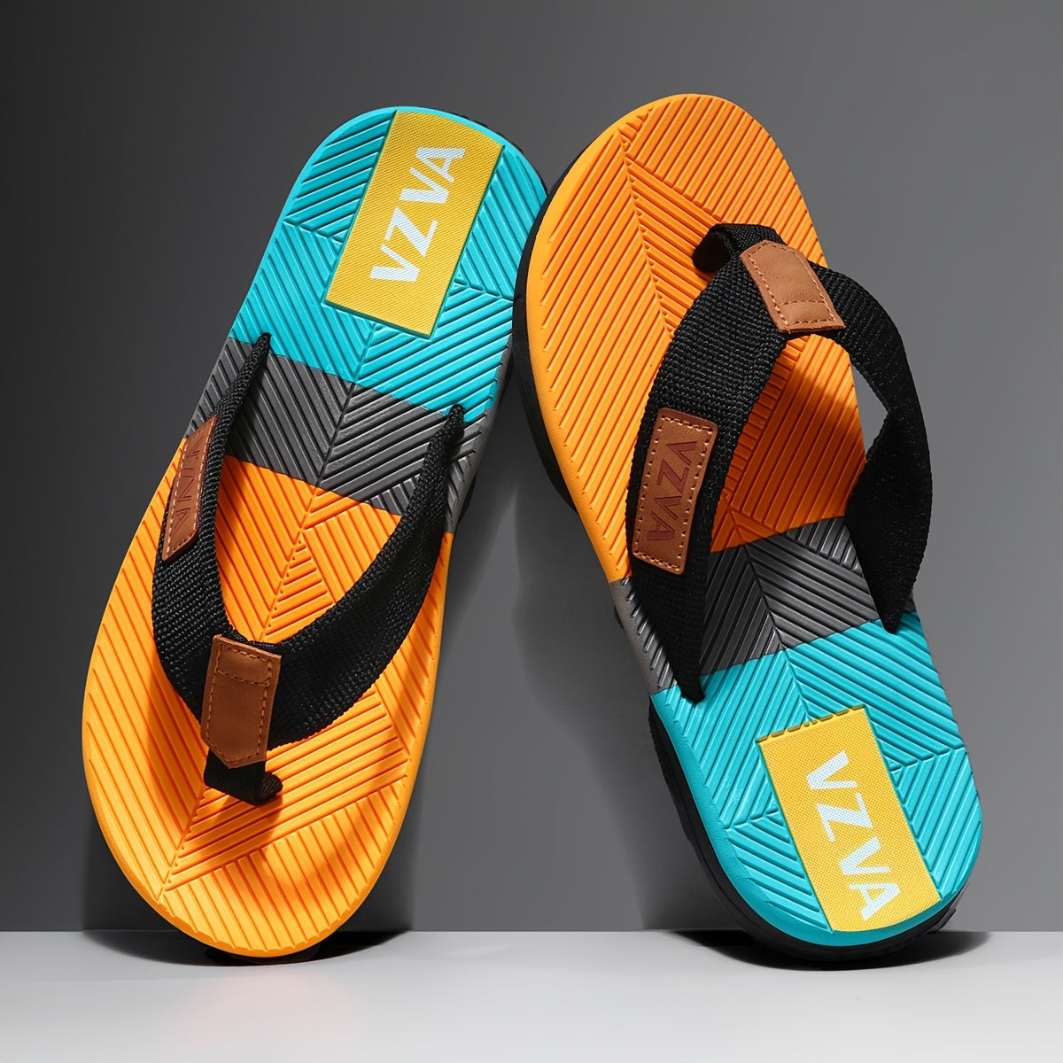 WalkKaro Men’s 2025 Summer Colour-Block Sandals – Cushioned EVA Insole | Non-Slip Sole | Beach & Vacation Style