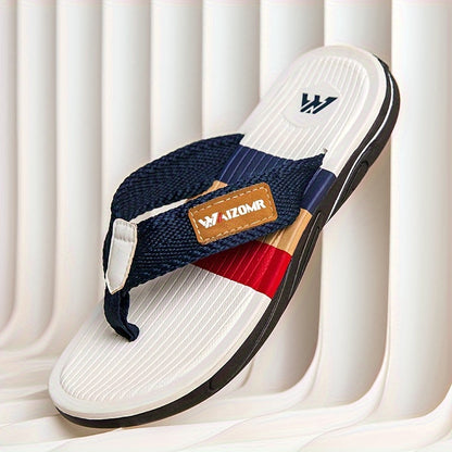 WalkKaro Men’s Platform Flip-Flops – Heavy-Duty Rubber, Arch-Cushioned Insole | Black / Red / Beige