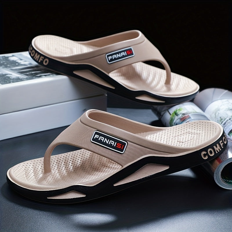 WalkKaro Men’s Letter-Print Lightweight Flip-Flops – Quick-Dry Open-Toe | Beach & Casual Outdoor