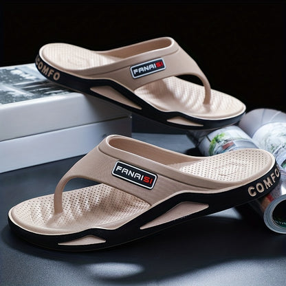 WalkKaro Men’s Letter-Print Lightweight Flip-Flops – Quick-Dry Open-Toe | Beach & Casual Outdoor