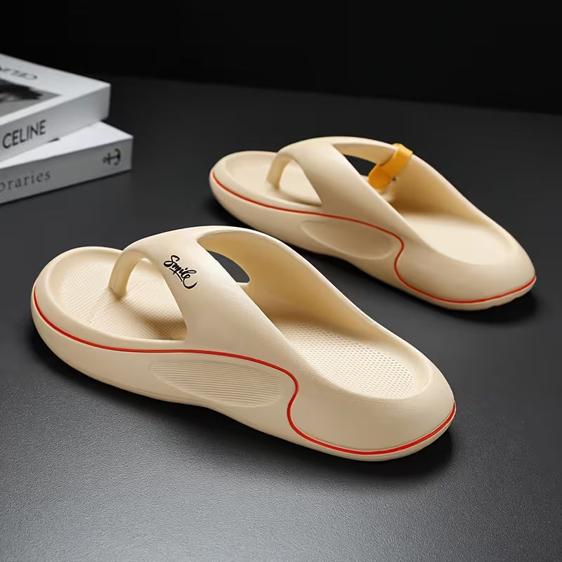 WalkKaro Men’s Thick-Sole Slip-On Thong Sandals – Cushioned EVA+MD | Lightweight & Breathable | Outdoor & Daily Wear