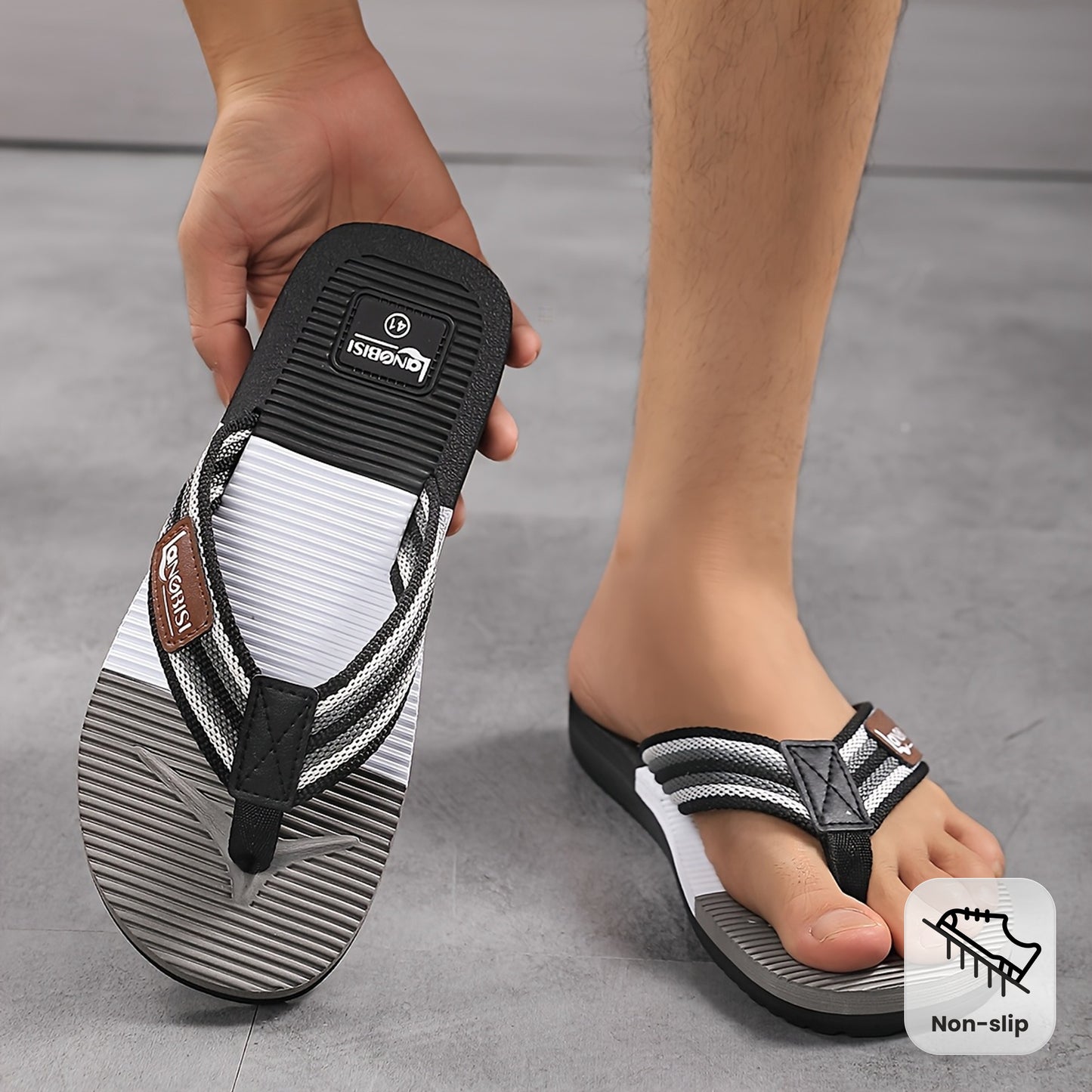 WalkKaro Men’s Woven Strap Slip-On Sandals – Breathable Summer Casual