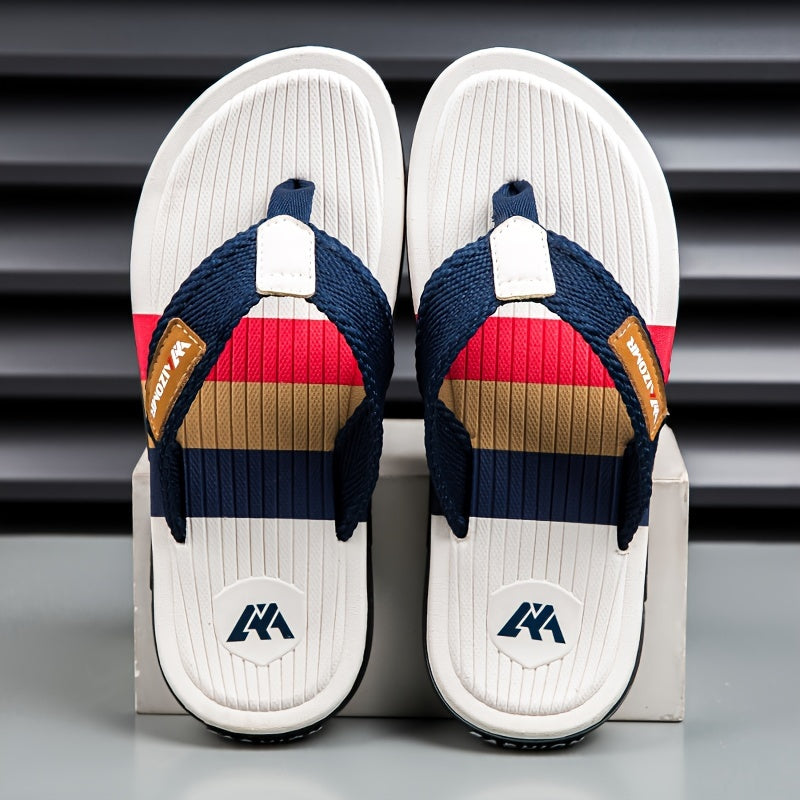 WalkKaro Men’s Slip Platform Flip-Flops – Heavy-Duty Rubber | Arch-Cushioned Insole | Black / Red / Beige