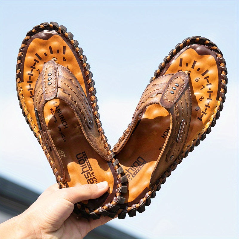 WalkKaro Men’s Handmade Thong Sandals 2025 – Lightweight & Breathable | Synthetic Upper + Rubber Sole | Outdoor & Beach Casual