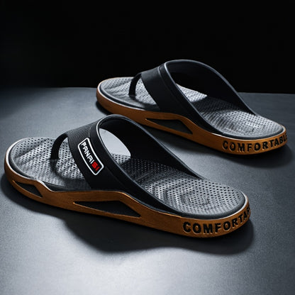 WalkKaro Men’s Letter-Print Lightweight Flip-Flops – Quick-Dry Open-Toe | Beach & Casual Outdoor