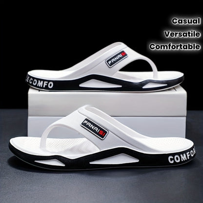 WalkKaro Men’s Letter-Print Lightweight Flip-Flops – Quick-Dry Open-Toe | Beach & Casual Outdoor